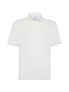 Brunello Cucinelli Men's Linen And Cotton Jersey Style Collar Polo Shirt In Off White