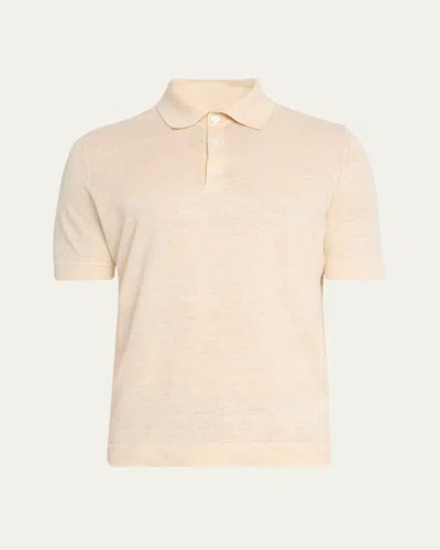 Brunello Cucinelli Men's Linen And Cotton Polo Shirt In Apricot