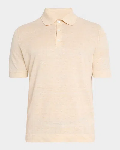 BRUNELLO CUCINELLI MEN'S LINEN AND COTTON POLO SHIRT