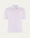 Brunello Cucinelli Men's Linen And Cotton Polo Shirt In Lilac