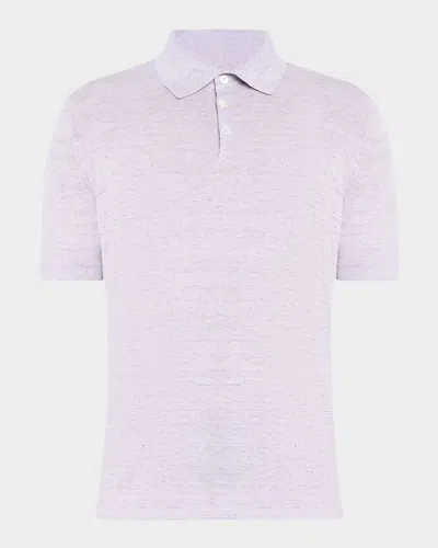 BRUNELLO CUCINELLI MEN'S LINEN AND COTTON POLO SHIRT