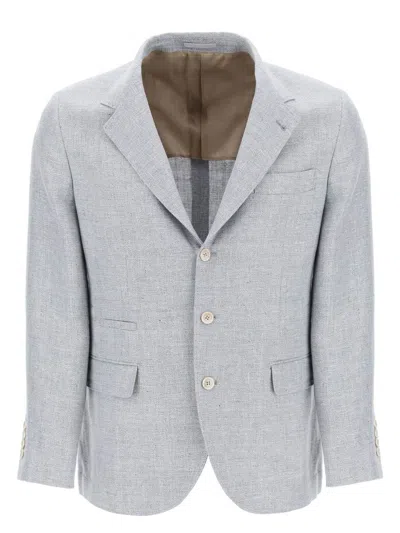 BRUNELLO CUCINELLI MEN'S LINEN AND COTTON SUIT-TYPE JACKET