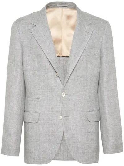 Brunello Cucinelli Men Linen And Cotton Suit-type Jacket In Multicolor