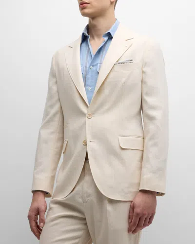 Brunello Cucinelli Men's Linen And Wool Solid Suit In Beige