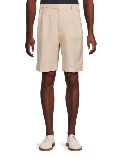 Brunello Cucinelli Men's Linen & Wool Tailored Shorts In Neutral
