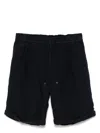 Brunello Cucinelli Men Garment-dyed Bermuda Shorts In Linen Gabardine With Drawstring And Pleat In Blue
