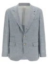 Brunello Cucinelli Deconstructed Single-breasted Washed Linen Blazer In Gray