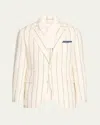 Brunello Cucinelli Men's Linen-blend Large Stripe Suit In White Blue