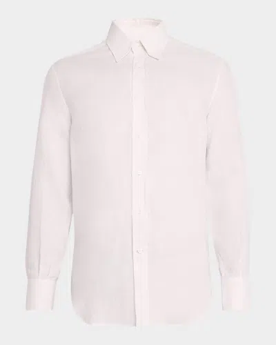 Brunello Cucinelli Men's Linen Casual Button-down Shirt In Cream