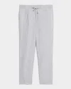 Brunello Cucinelli Men's Linen Chevron Drawstring Pants In Grey