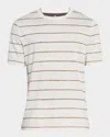 Brunello Cucinelli Men's Linen-cotton Stripe Crewneck T-shirt In White