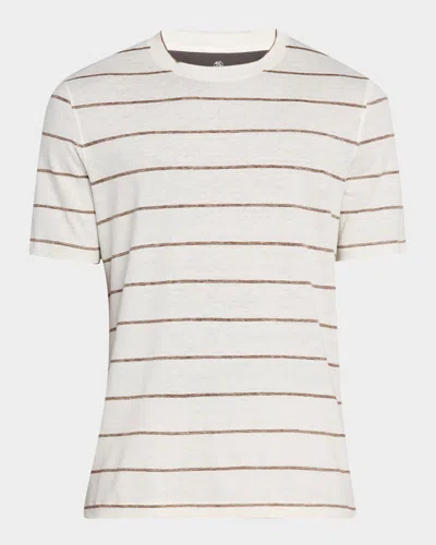 Brunello Cucinelli Men's Linen-cotton Stripe Crewneck T-shirt In White