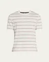 Brunello Cucinelli Men's Linen-cotton Stripe Crewneck T-shirt In White
