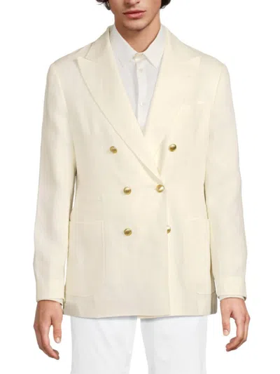 Brunello Cucinelli Men's Linen Double-breasted Blazer