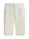 Brunello Cucinelli Linen Drawstring Bermuda Shorts In Multi