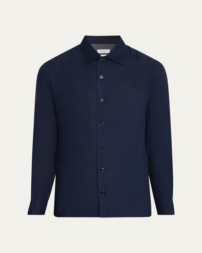 BRUNELLO CUCINELLI MEN'S LINEN FOUR-POCKET CASUAL BUTTON-DOWN SHIRT