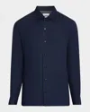 Brunello Cucinelli Linen Shirt With Chest Pockets And Collar In Navy
