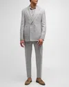 BRUNELLO CUCINELLI MEN'S LINEN HOUNDSTOOTH DOUBLE-BREASTED SUIT