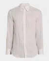 Brunello Cucinelli Men's Linen Medallion Casual Button-down Shirt In Jut And Dust