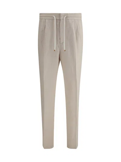 Brunello Cucinelli Linen Pants In Neutral