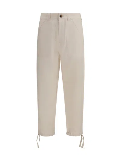 Brunello Cucinelli Beige Linen Casual Pants In Neutral