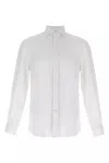 Brunello Cucinelli Linen Shirt With Back Yoke And Curved Hem In White