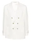 Brunello Cucinelli Linen Single-breasted Blazer Jacket In White