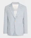 Brunello Cucinelli Linen Unconstructed Blazer In Dusty Light Blue