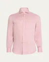 Brunello Cucinelli Men's Linen Sport Shirt In Coral