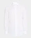 Brunello Cucinelli Men's Linen Stripe Casual Button-down Shirt In White And Denim