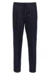 Brunello Cucinelli Men Leisure Fit Trousers In Virgin Wool Flannel With Drawstring And Double Darts In Blue