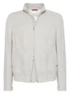 Brunello Cucinelli Linen And Wool Bomber Jacket In Grey
