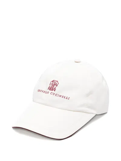 Brunello Cucinelli Men Logo Baseball Cap In White