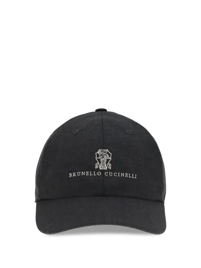 Brunello Cucinelli Men Logo Baseball Hat In Gray