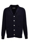 Brunello Cucinelli Shawl-collar Ribbed Cotton Cardigan In Blue