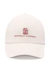 Brunello Cucinelli Corduroy Logo-embroidered Baseball Cap In White