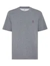 Brunello Cucinelli Men Logo Cotton T-shirt In Gray