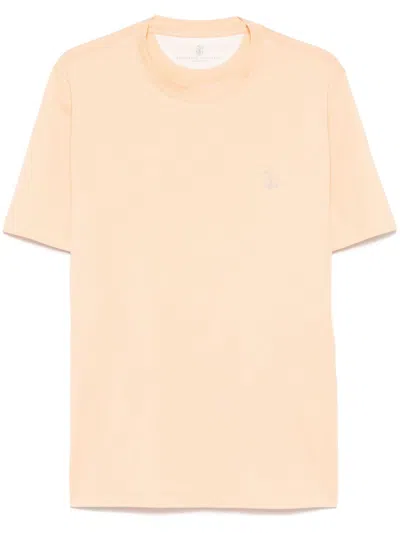 Brunello Cucinelli Men Logo Cotton T-shirt In Multicolor
