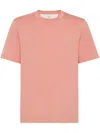 Brunello Cucinelli Light Red Cotton T-shirt With Embroidered Logo