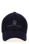 Brunello Cucinelli Men Virgin Wool Flannel Baseball Cap With Embroidery In Black