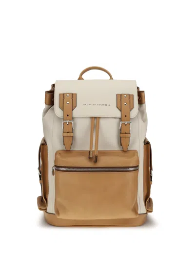 Brunello Cucinelli Grained Leather City Backpack In Brown