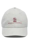 Brunello Cucinelli Linen-wool-silk Embroidered Baseball Cap In Grey