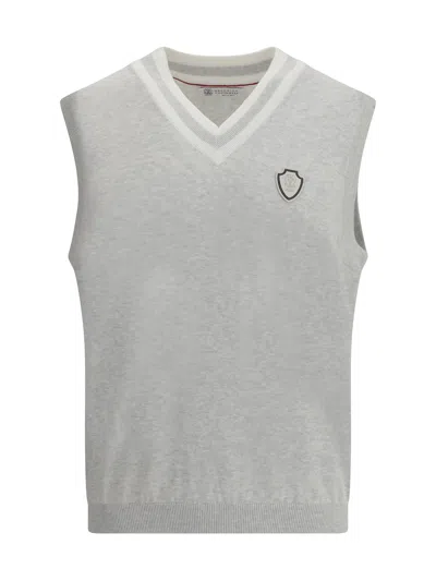 BRUNELLO CUCINELLI BRUNELLO CUCINELLI MEN LOGO PATCH VEST