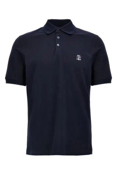 Brunello Cucinelli Man Polo Shirt Midnight Blue Size L Cotton