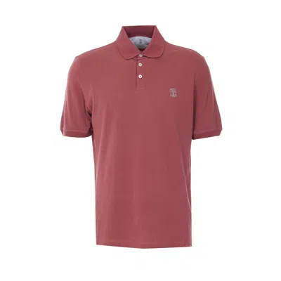 Brunello Cucinelli Classic Piquet Polo In Burgundy
