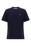 Brunello Cucinelli Men Logo Print T-shirt In Blue