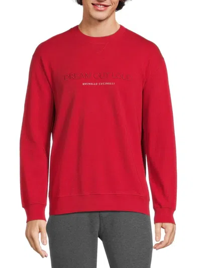 Brunello Cucinelli Men's Logo Sweatshirt In Red