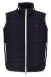 Brunello Cucinelli Gilet In Navy Blue With Front Two-way Zip Fastening In Blue
