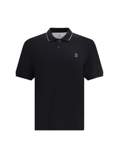 Brunello Cucinelli Men Logoed Polo Shirt In Black