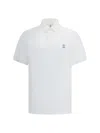 Brunello Cucinelli Ribbed Collar Short Sleeves Polo Shirt In White